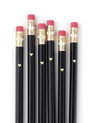 Inklings Gold Heart Full Length Pencils - Black