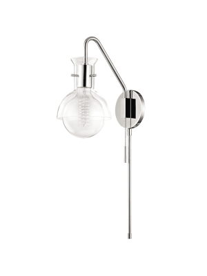 Riley 1 Light Wall Sconce With Plug - With Glass - Polished Nickel