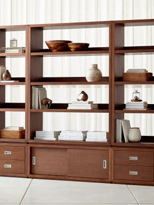 Aspect Walnut 6-piece Open Storage Unit With Drawers