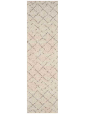 Arizona Shag Lattice Ivory/beige Runner Rug