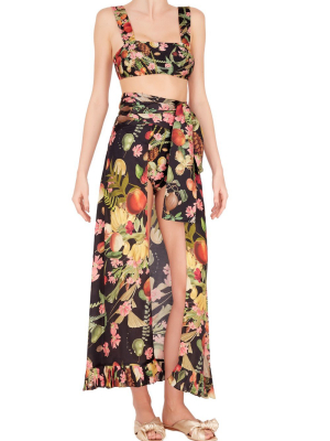 Fruits Exotiques Long Skirt With Frills