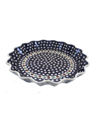 Blue Rose Polish Pottery Nature Large Fluted Quiche Dish
