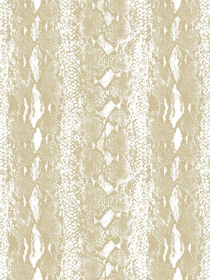 Snake Skin Peel & Stick Wallpaper In White And Gold By Roommates For York Wallcoverings