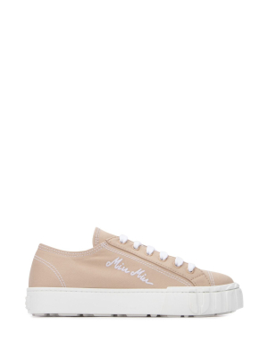 Miu Miu Logo Embroidered Sneakers