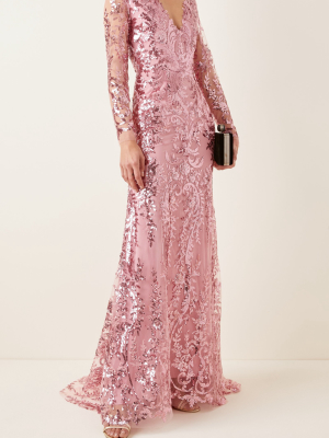 Sequined Chiffon Gown