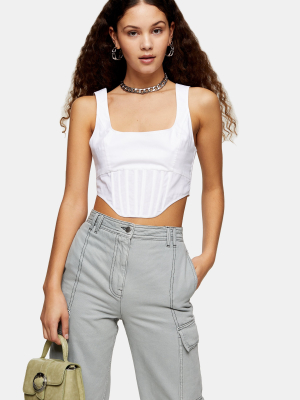 White Poplin Corset Top