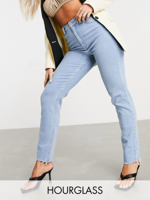 Asos Design Hourglass High Rise Farleigh 'slim' Mom Jeans In Lightwash