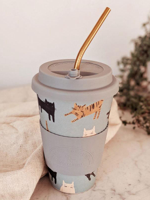 Les Chats Cafe Yo - Bamboo Reusable Cup - Gray