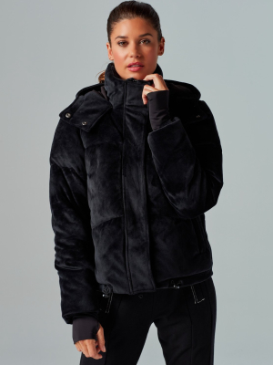 Cropped Velvet Puffer