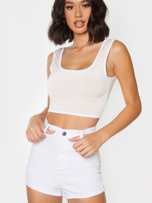 Nude Contrast Trim Slinky Crop Top