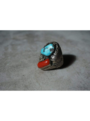 Padilla Turquoise And Coral Ring | Vintage