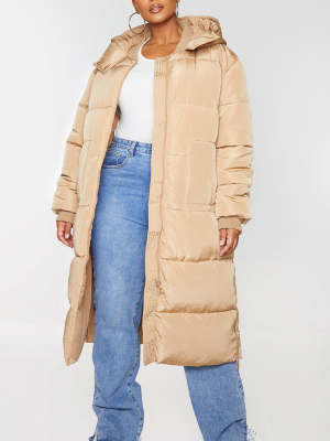 Plus Stone Maxi Hooded Puffer Jacket