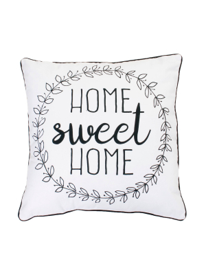20"x20" 'home Sweet Home' Oversize Square Throw Pillow Bright White - Décor Therapy