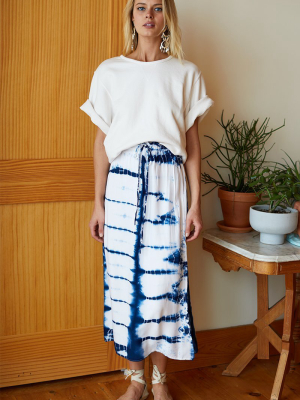 Emerson Fry India Collection Drawstring Skirt - Tie Dye Indigo