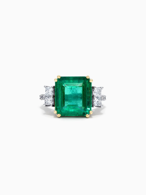 Effy Hematian 18k Two Tone Gold Fine Emerald And Diamond Ring, 9.63 Tcw