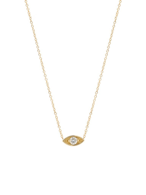 14k Large Diamond Eye Necklace