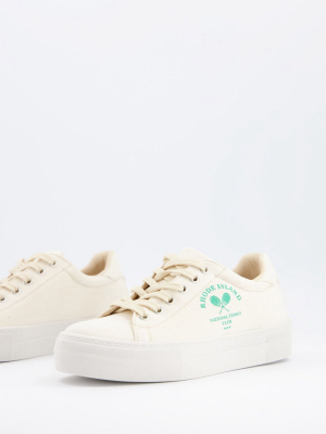 Asos Design Delta Canvas Sneakers In Beige