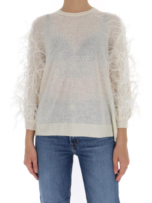 Valentino Feather Embellished Knitted Jumper