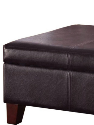 Wooden Ottoman With Hinged Storage - Benzara