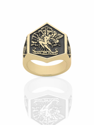 Andrew Mcleod Ready Aye Ready Ring Oxidized | 9ct Yellow Gold