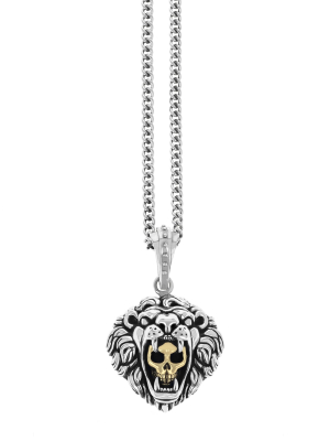 Lion And Gold Alloy Skull Pendant