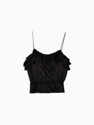 Petite Black Classic Ruffle Cami