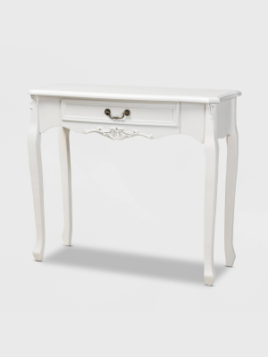 Gabrielle 1 Drawer Wood Console Table White/brass - Baxton Studio