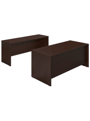 Bush Business Furniture Westfield Elite 72w X 30d Desk With Credenza, Mocha Cherry Sre125mr