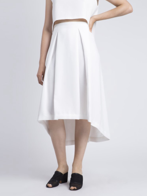 Piece Of Ring Pleated Midi Skirt - White