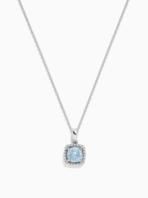 Effy Aquarius 14k White Gold Aquamarine And Diamond Pendant, 0.78 Tcw