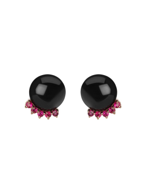 Rosa Earrings | Black Jade & Rubies