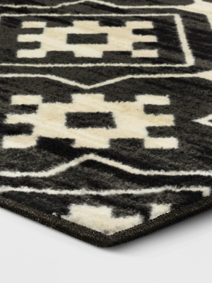 Gannet Tile Block Print Rug Black/white - Opalhouse™