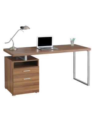 Computer Desk 60"l- Silver Metal/walnut - Everyroom