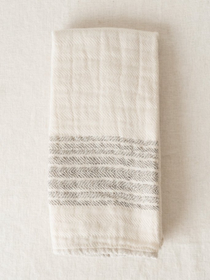 Flax Line Hand Towel In Brown/beige