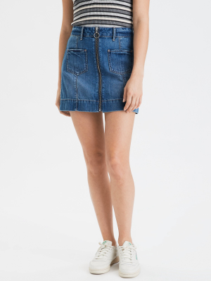 Ae Super High-waisted Denim A-line Skirt