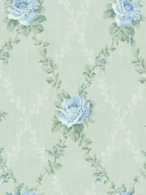 Rose Lattice Wallpaper In Grasslands From The Spring Garden Collection By Wallquest