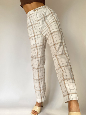 New York Afternoon White Plaid Pants