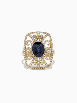 Effy 14k Yellow Gold Sapphire And Diamond Ring, 2.42 Tcw