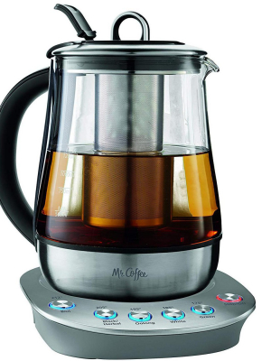 Mr. Coffee 1.2 Liter Easy 3 Step Custom Gourmet At Home Hot Tea Maker And Kettle For Tea Bags/leaves, Steel