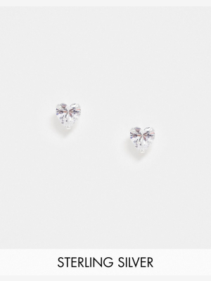 Kingsley Ryan Heart Stud Earrings In Sterling Silver