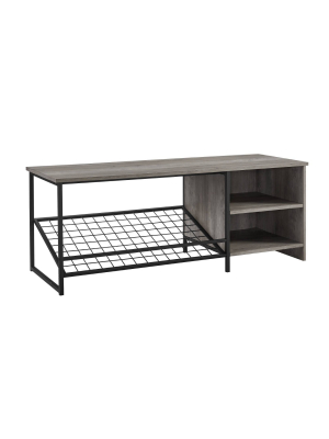 48" Industrial Entry Bench With Shoe Storage - Saracina Home