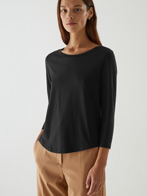 ¾-sleeved Cotton Top