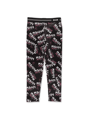 Msgm Kids Milano Logo Print Leggings