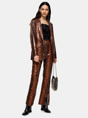 Brown Leather Snake Pants