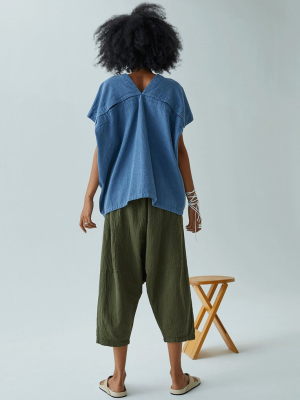 Kiko Pant, Hunter Green, Wrinkled Cotton