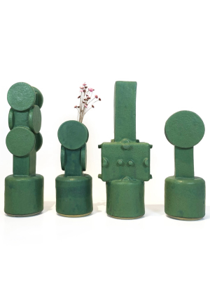 Green Stoneware Vases By Bzippy