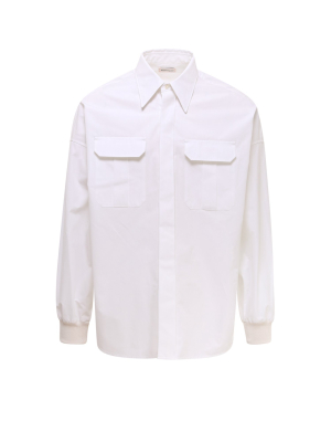 Alexander Mcqueen Dropped Shoulder Poplin Military Shirt