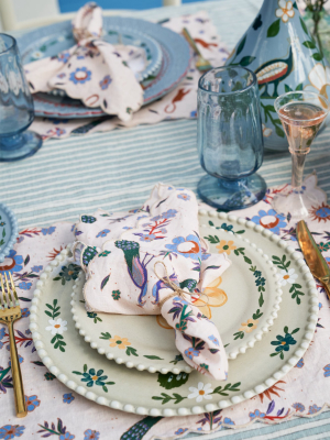 Sunflower Peacock Linen Napkin