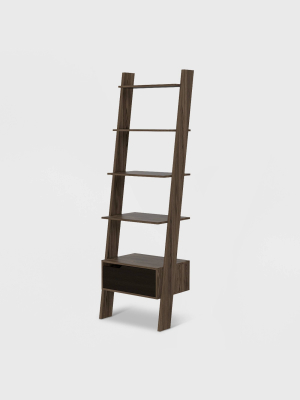 70" Aster 4 Tier Leaning Bookcase Rich Oak - Rst Brands