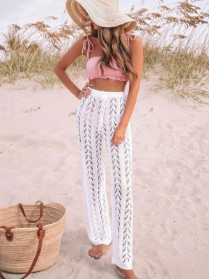 High Waist Crochet Cover Up Pants